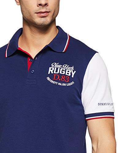 Image of Deniklo Men's Cotton Rich Half Sleeve Regular Fit Color Block Polo T-Shirt (Available in Plus Size)