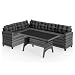 Casaria® Polyrattan Ecklounge Set WPC Esstisch Ecksofa inkl. 7 cm Sitzauflagen 15 cm Kissen Wetterfest Outdoor Lounge Garten Terrasse Balkon Möbel Grau