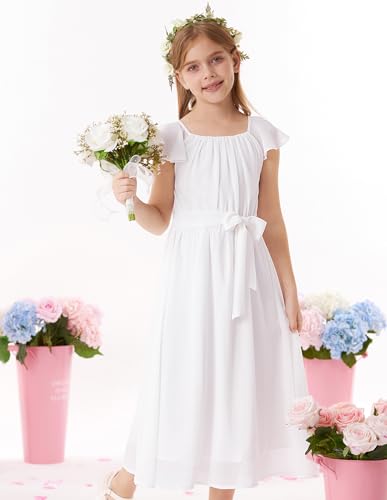 GRACE KARIN Girls Dress Formal Party Wedding Guest Pageant Dress for Teen Girls Ruffle Backless Maxi Sundress Size 6-143