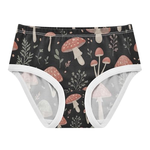 Whimsical Mushrooms Girl Underwear, Toddler Briefs, Girls Underwear Cotton, 2–8 Years