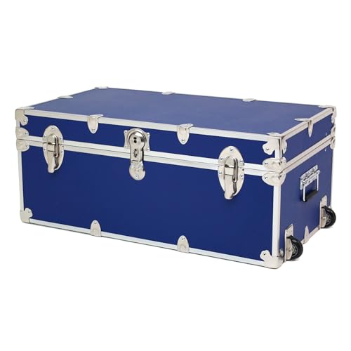 Image of Rhino Trunk & Case Large Essential Trunk With Wheels 32 inchx18 inchx14 inch, 1000+ lbs Capacity - Many Colors. Strong, USA Made Summer Camp Footlocker, and Secure College Dorm Storage Chest