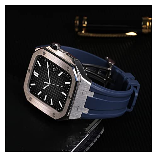 Kit modification Apple Watch 44mm boîtier métal chic et bracelet silicone agate SCHIK - 5