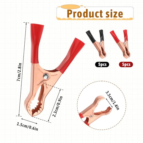Image of Giantree 10 Pcs Insulated Copper Plated Crocodile Clamp, Durable Metal Alligator Clips, 50A Electrical Alligator Clips Terminal Test Clamps, for Laboratory Electric Testing Work, and Cable Probe Clip