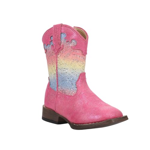 ROPER Toddler Girls Glitter Lace Square Toe Casual Boots Mid Calf - Pink2