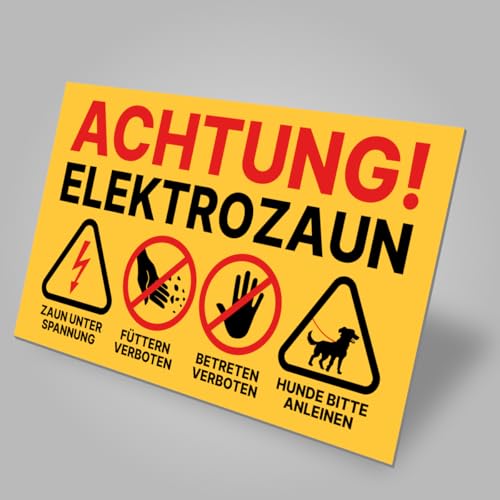 Weidezaun Schild Warnschild Elektro Zaun Füttern verboten & Betreten verboten 20x12 cm inklusive Kabelbinder (1)