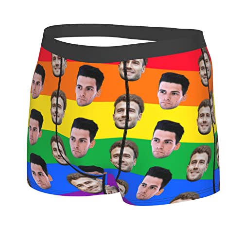 Benutzerdefinierte Männer Gesicht lustige Boxershorts für Freund Ehemann,Personalisierte kurze Slips,Individuelle Druck Unterwäsche,Foto auf Unterhose Geschenk zum Valentinstag Geburtstag, Hochzeits Cover