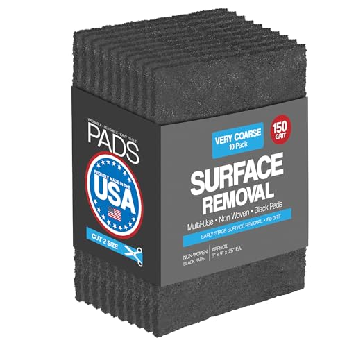 Tampons abrasifs non tissés grain 150 noir pour décapage bois et métal (Lot de 10)