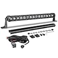 AKD Part 20 Inch Single Row LED Light Bar 105W Black Series Slim Light Kit w/Wiring Harness Black Cover Offroad Driving Light Front Bumper Grille Lights Bar for Trucks Pickup SUV UTV ATV Toyota GMC