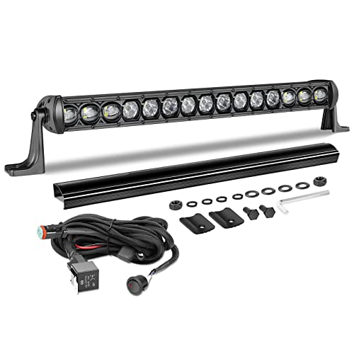 Image of 20 Inch 105W Single Row LED Light Bar w /Wiring Kit & Black Cover