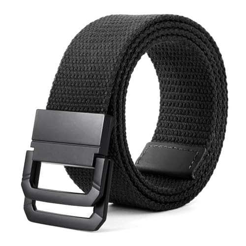 SANSTHS Canvas Belt with Double Ring Buckle, Fabric Web Belt for Women Men Double Ring for Outdoor & Casual Wear