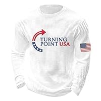 Wisgofre Freedom T Shirt V Neck White Turning Point USA T Shirt Long Sleeve Freedom Shirts for Men Graphic Tee White Black