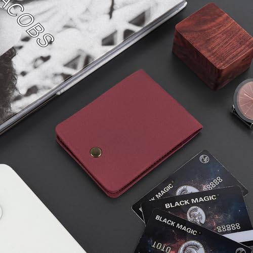 Burgundy Leather Slim Card Holder, Vintage Matte Bifold Wallet, Compact Travel Card Case for Work, Transit, and Bank Cards, Gift for Men & Women2