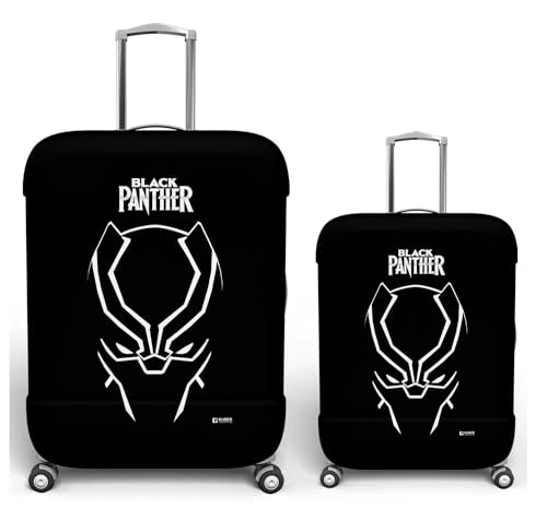 Image of Kuber Industries Marvel Black Panther Luggage Cover | Polyester Travel Suitcase Cover | Washable and Stretchable Suitcase Cover | 18-22 Inch-Small | 26-30 Inch-Large | Pack of 2 | Black