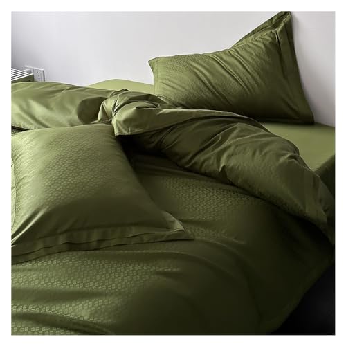 Housse de couette en jacquard de coton doux vert olive fini les nuits trop chaudes ou trop froides
