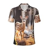 Polo de cola blanca con estampado de ciervo en el desierto, cómodos y elegantes, para todas las ocasiones, suaves, transpirables y elegantes, Negro -, Medium