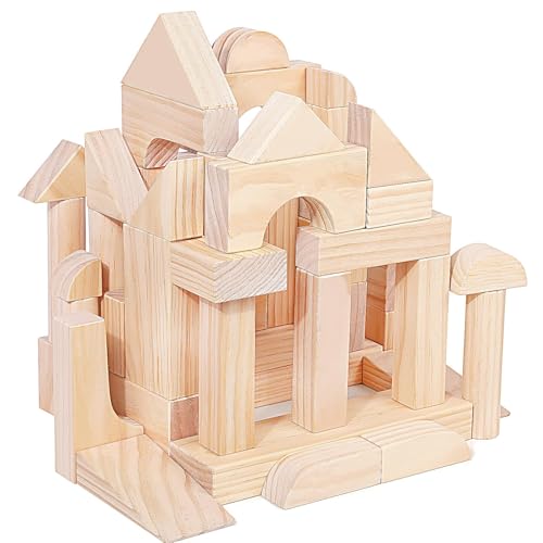 Migargle Large Wooden Building Blocks Set - Educational Preschool Learning Toys with Wooden Storage...