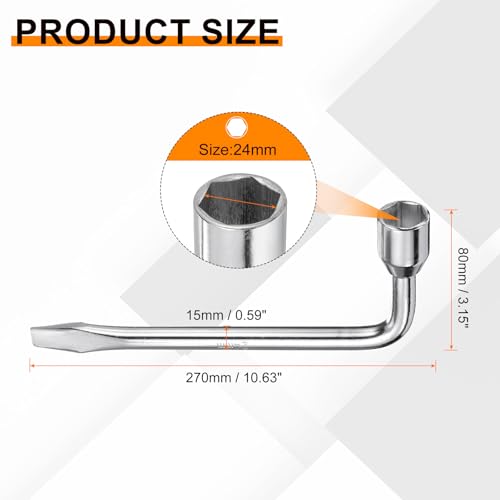 Image of HARFINGTON 2pcs Car Spare Tire Lug Wrench 24mm Carbon Steel l Type Slotted End Hexagon Socket Wrench L-Shaped Tire Repair Tool for Automobile Repair