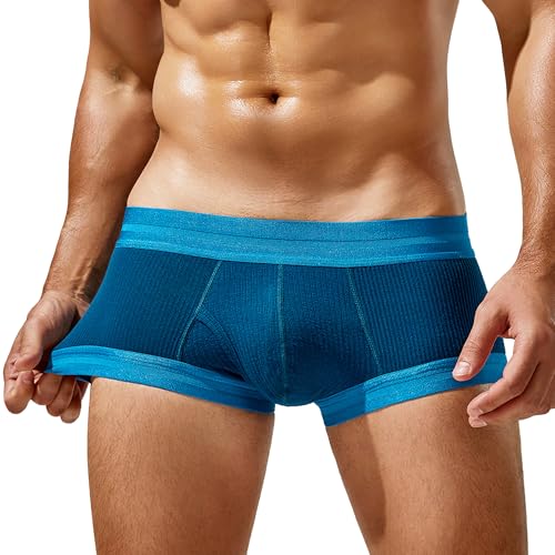 Sexy Boxer Briefs Underwear for Men Ribbed Lightweight Stretch Boxer Shorts Comfort Pouch Briefs Low...