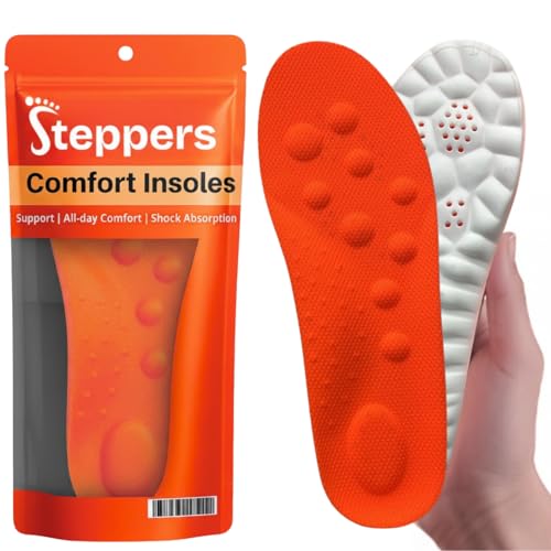 Original Steppers Insoles, 2026 4D Steppers Comfort Boosting Massage Insole, Memory Foam Thermal Insoles, Comfy Insole with Arch Support for Men and Women (Orange, Extra Small (EU 37-38))