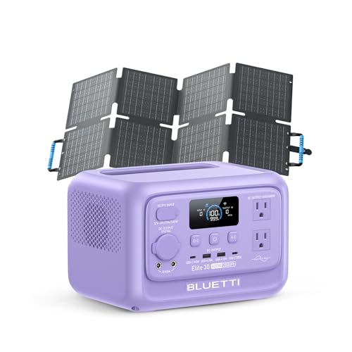 Image of BLUETTI Elite 30 V2 Solar Generator with 60W Solar Panel (Ships Separately), 288Wh LiFePO4 Portable Power Station, 600W AC Ports (1500W Power Lifting), UPS Backup Power for Camping, Road Trip, Outage