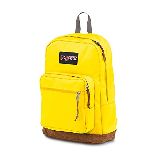 JanSport Right Pack Backpack - Durable Daypack with Padded 15' Laptop Sleeve, Spacious Main Compartment & Integrated Water Bottle Pocket - Yellow Card