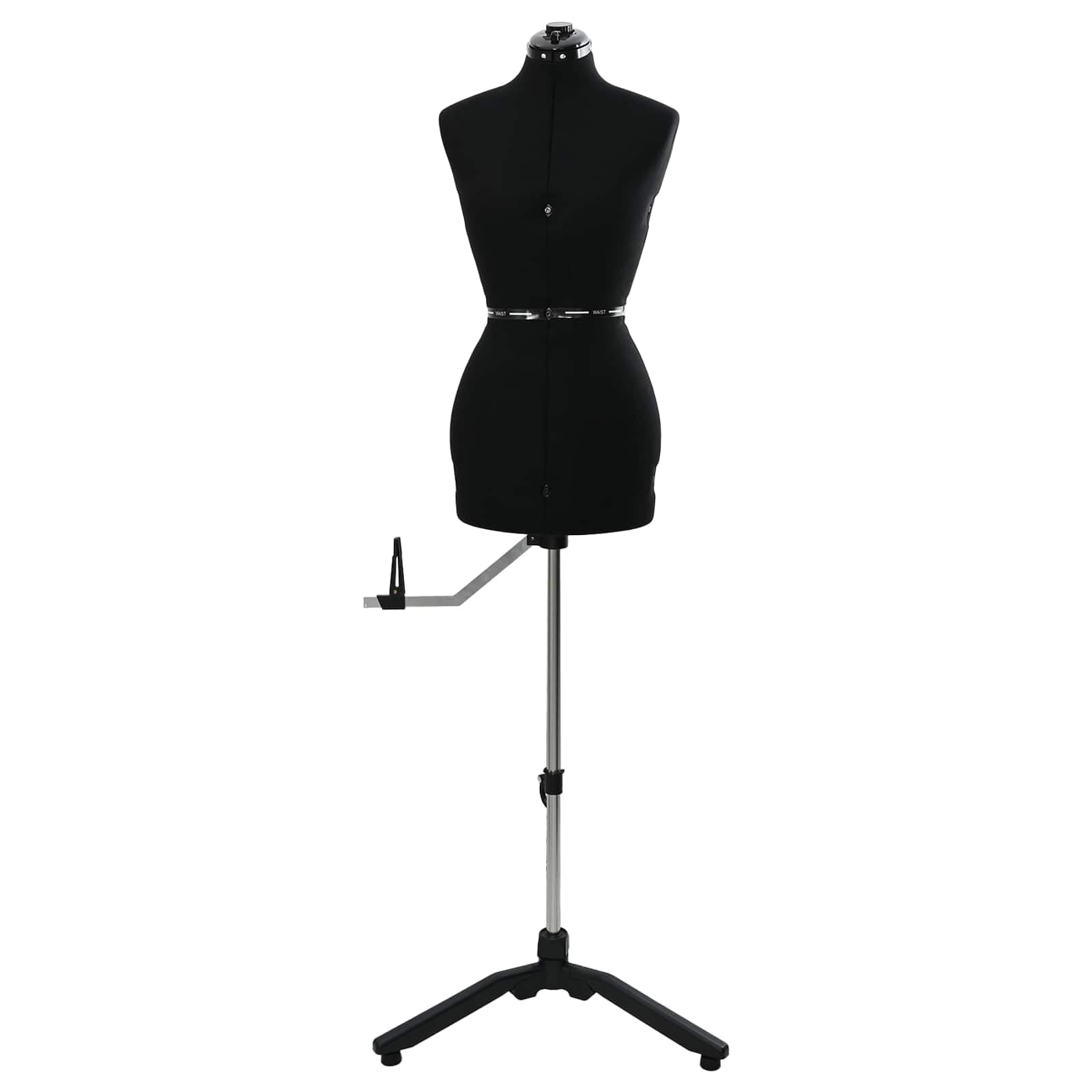 Manekin krawiecki damski, regulowany z aksamitnym obiciem, regulacja wysokości 95-160 cm, tors do krawiectwa i modnego wzornictwa, czarny rozmiar S