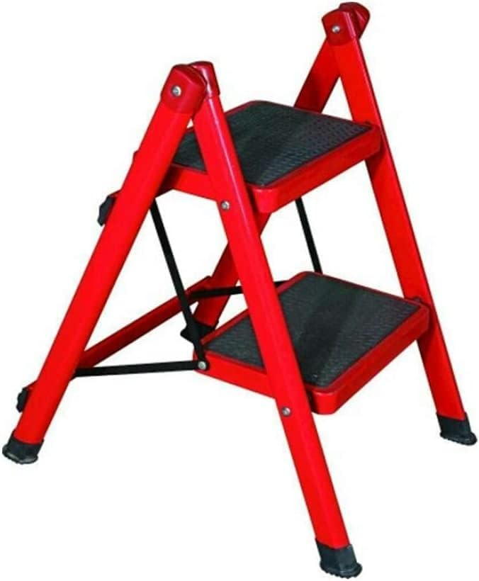 Portable Step Stool Stepladders Multifunction Foldable Ladder Simple Shelf Home Decor -F15N (Color : Red)