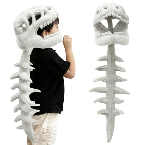 Spinosaurus Plush Dino Outfit, 3D Skull Headpiece with Plush Spine, Wearable Dinosaur Skeleton, Great for Dress-Up Fun, Parties & Photo Moments (Children's)