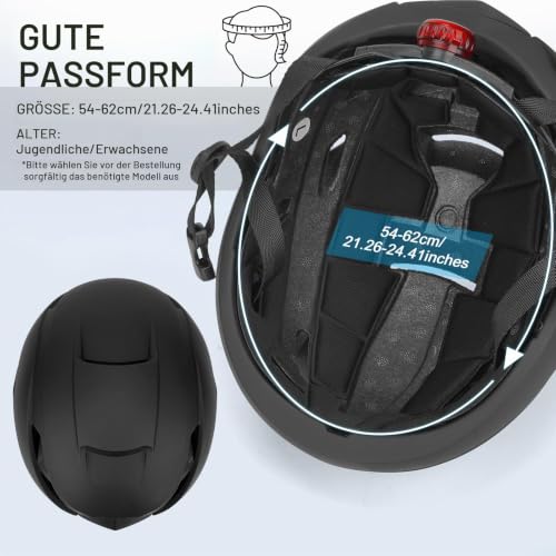 Zamufo Fahrradhelm Damen Herren mit Licht, Fahrradhelm Erwachsene 56-60CM – Ansicht 5