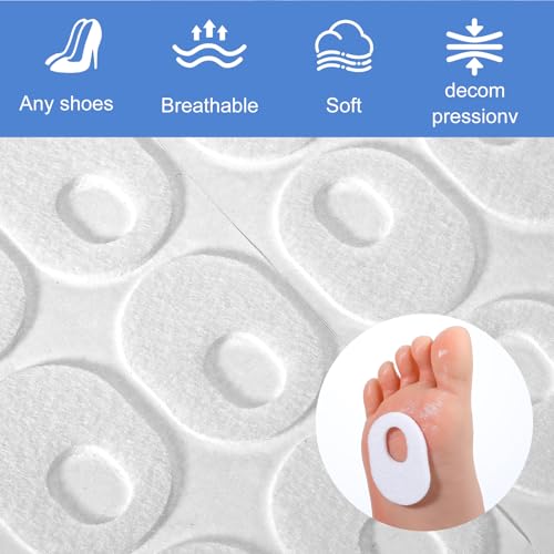 Wanmu 60 Pcs Callus Pads, Soft Felt Callus Oval Shape Pads, Self Adhesive Bottom of Foot Corn Cushions for Men and Women Pain Relief Toes Heel Care (White) - Thumbnail 4