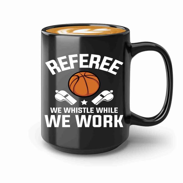Taza de café para árbitro de baloncesto 15oz negra