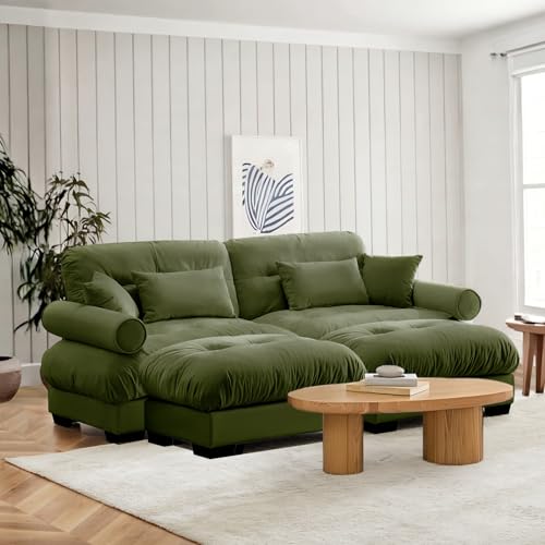 Image of SoarFlash Modern Sofa Couches for Living Room, Small Sectional Sofa Set with Reversible Chaise, Sleeper Sofas and Modular Couch Function, Suitable for Small Spaces in Apartment, Green