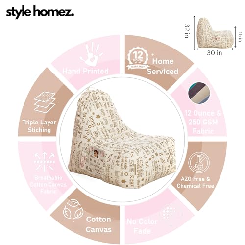 Image of Style Homez Hackey Cotton Canvas Abstract Printed Bean Bag XXL Size Filled with Beans Fillers