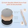 Sovvid 12 Inches Drum Pad and 5A Drum Sticks, Double Sided Snare Drum Practice Pad for Drummers, Silent Practice for Adults and Kids with Storage Bag - Gray #5