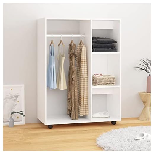 Norheim Garde-Robe à Vêtements, Armoire Penderie Portable avec Roues pour Chambre d'Adulte - Blanc 80x40x110 cm
