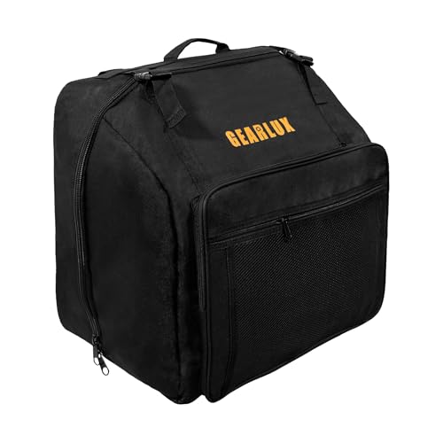 Gearlux Accordion Backpack Gig Bag with Shoulder Straps and A4-Size Pouch - Black