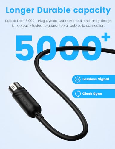 MOSWAG 5-Pin MIDI câble 2 Boîtes, 5 PIN DIN Câble mâle à mâle MIDI Câble de connecteur d'interface compatible avec MIDI Claviers, Interface audio, Synthétiseurs analogiques, Carte son externe (6.6FT/2M)