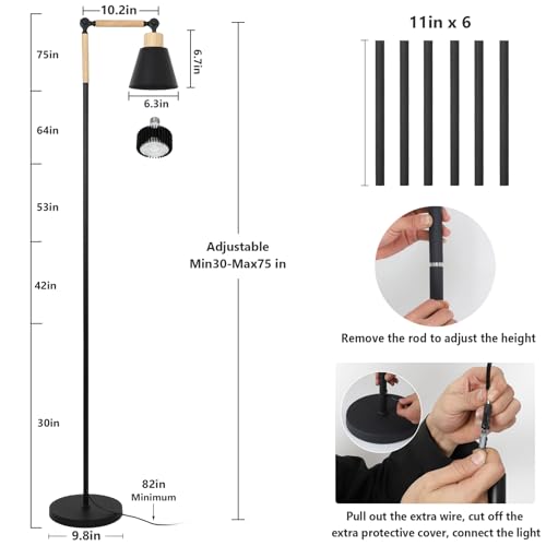 Image of HMVPL Grow Lights for Indoor Plants Full Spectrum, Plant Lights for Indoor Growing with 20W COB Grow Light Blub, 4 /8 /12H Timer, Standing Tall Grow Lamp for Middle Large Plants(75'', Height Adjustable)