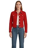 kraftd Women's Denim Jackets Casual Summer Long Sleeve Jacket | Ladies Denim Jackets Button Up Slim Fit | Stretch Denim Jacket | Jacket Women UK with Collared Neckline and Pockets (True Red, 12)