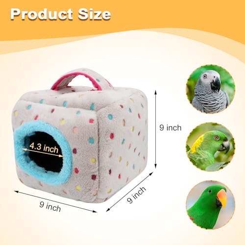 Image of Bird Snuggle Hut Nest Winter Warm Hanging Bed Cave for Budgie Parakeet Cockatiel Macaw African Grey Amazon Parrots Hedgehog Chinchilla (Colorful Dot, L: 9x9x9inch)