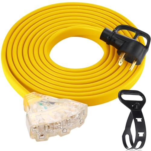 Tellegloww 20 FT Flat RV Generator Adapter Cord NEMA TT-30P