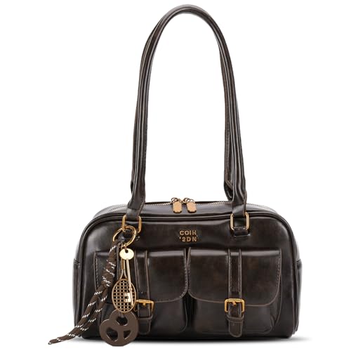 HICARRY Bolsa de ombro retrô Y2k 90s com vários bolsos bolsa de designer macia moderna bolsa axilas, Café, Tendência