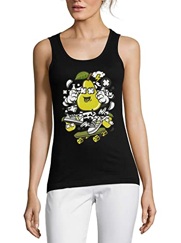 Débardeur Radical Pear en coton noir avec motif de poire humoristique pour femme