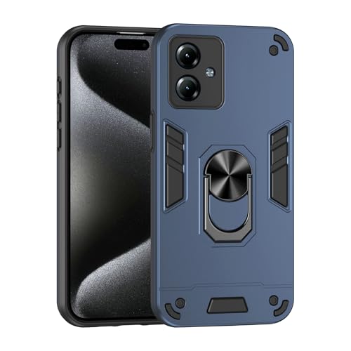 Compatible with Motorola Moto G14 Phone Case Series Rugged, Shockproof Protective Cover with Built-in Metal Ring Stand, Compatible with Magnetic Car Mount- Blue