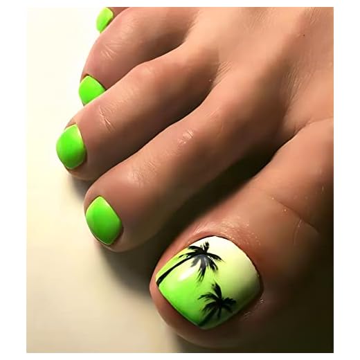 Aegenacess 28pcs Toenail Press on Summer Fake Toe Nails Press ons False Nail Tips Beach Short Pedicure Kit for Women and Girls (Coconut Tree)