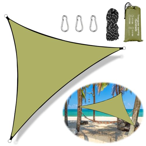 RANJIMA Sonnensegel Dreieckig 3x3m, Wasserdicht, Polyester, Grün, UV-Schutz, Balkon, Terrasse, Garten, Camping