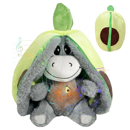 Gobesty Atmendes Kuscheltier Esel Süßes Schlafender Esel Kuscheltier Zum Einschlafen Weiches Beruhigendes Kuscheltiere Atmet mit Atembewegung Musik und Warmes Licht für Kinder Erwachsene (Grün)