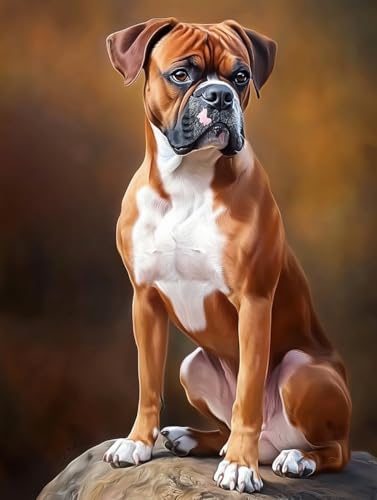 Kit peinture diamant 5D chien boxeur 30.5x40.6 loisirs créatifs