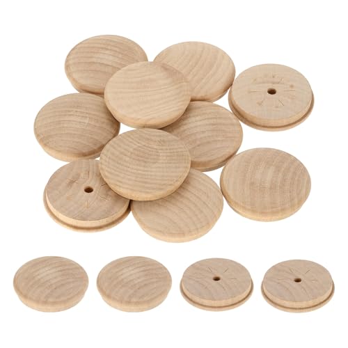 uxcell 20Pcs Wood Button Plugs, 50mm / 1.97