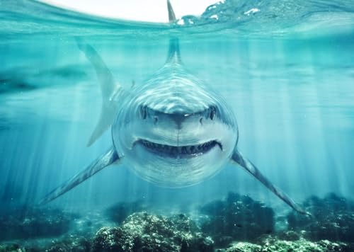BELECO 20x10ft Fabric Under The Sea Backdrop Underwater World Ocean Aquarium Background Shark Theme Party Decorations Banner Birthday Photoshoot Studio Props Wallpaper